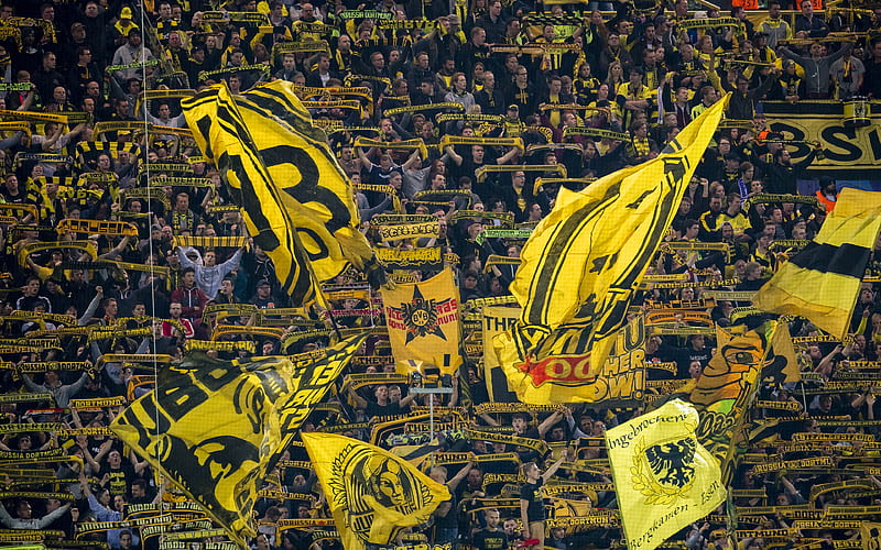 Borussia Dortmund fans, tribune, Bundesliga, BVB, football, soccer, HD wallpaper