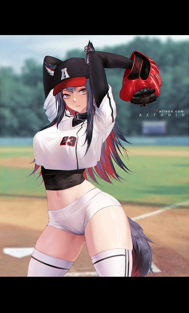 Baseball waifu, anime, patreon, HD phone wallpaper