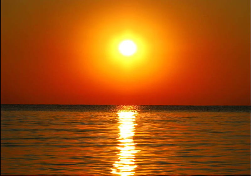 an orange :), sun, water, orange, relax, bonito, sunset, HD wallpaper