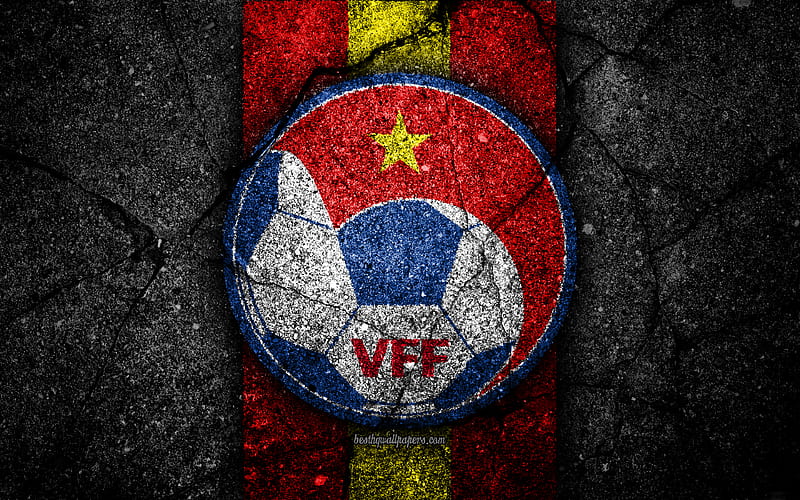 Vietnam football team, logo, AFC, football, asphalt texture, soccer, Vietnam, Asia, Asian national football teams, Vietnamese national football team, HD wallpaper