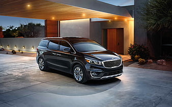 Kia Sedona, 2018, black Sedona, new Sedona, minivan, Korean cars, Kia, HD wallpaper