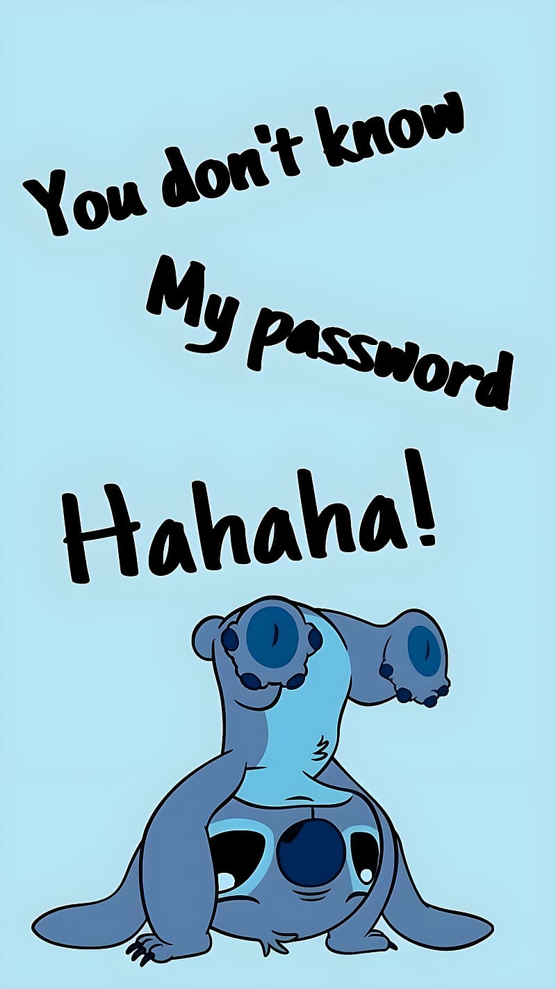 Haha You Don't Know My Password, Stitch, cartoon, HD phone wallpaper