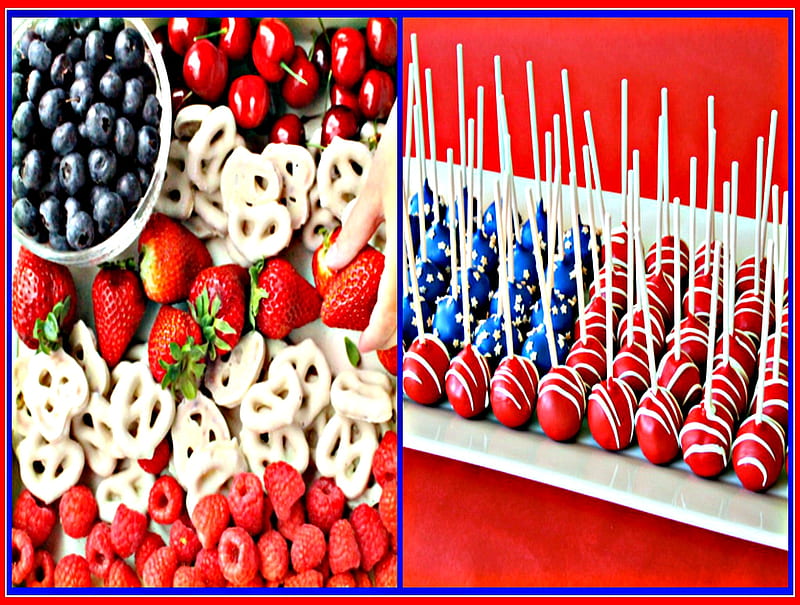 4th Of July Sweets, Fruit, Cake Pops, Abstract, graphy, 4th of July, HD wallpaper
