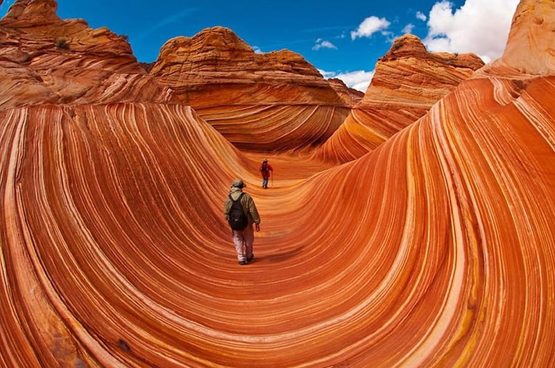 The Wave- Arizona, man, nature, canyons, wave, HD wallpaper