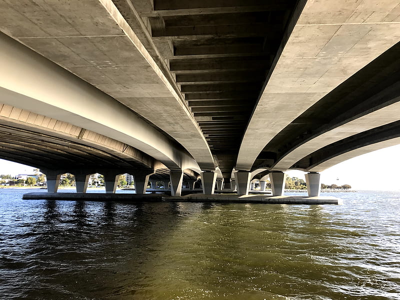 Under the bridge, perth, river, structure, water, HD wallpaper