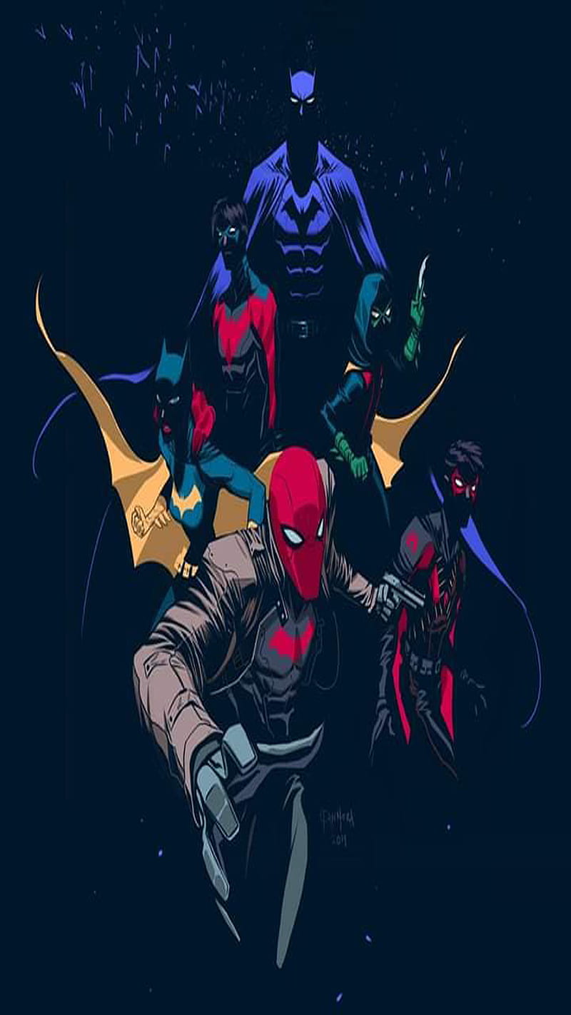 Batman , batichica, comics, dc, nightwing, red hood, robin, HD phone wallpaper