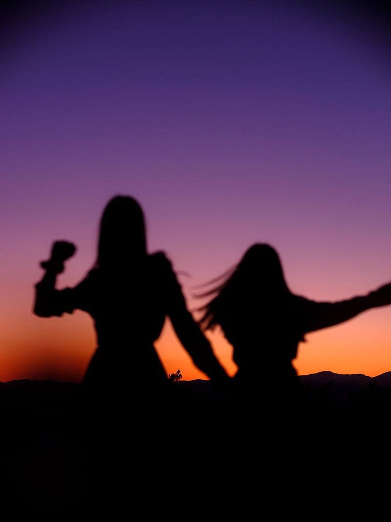 Girls, silhouettes, dance, twilight, dark, HD phone wallpaper | Peakpx