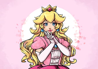 Princesa Peach, draw, princesa, princess, videojuegos, HD phone wallpaper