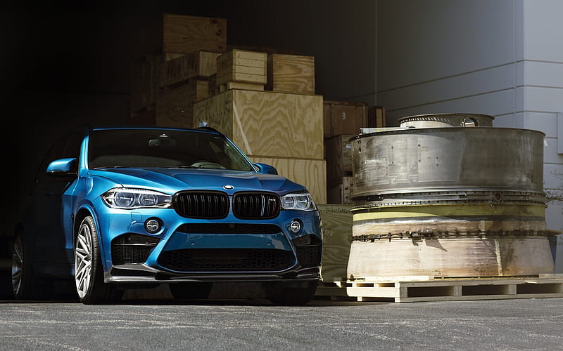 BMW X5M, F15, 2018, front view, luxury tuning X5, new blue X5, German cars,  BMW, HD wallpaper