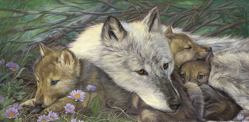 Mother's Comfort, Wolf, Lucie Bilodeau, Animal, Art, Frumusete, Mother ...