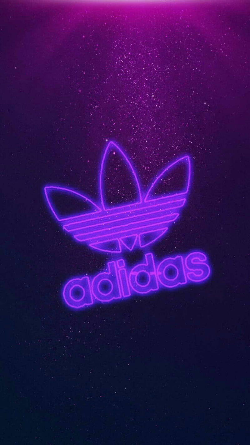 Purple lit adidas, brands, galaxy, logos, neon, HD phone wallpaper
