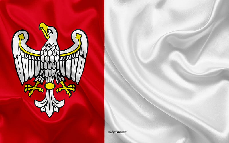 Flag of Greater Poland Voivodeship, silk flag, silk texture, Poland, Greater Poland Voivodeship, Voivodeships of Poland, province of Poland, HD wallpaper