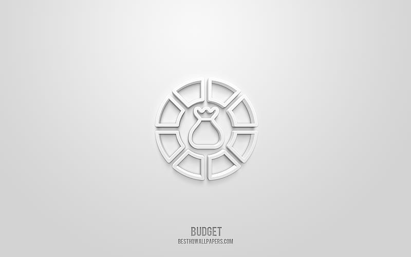 Budget 3d icon, white background, 3d symbols, Budget, Finance icons, 3d icons, Budget sign, Business 3d icons, HD wallpaper