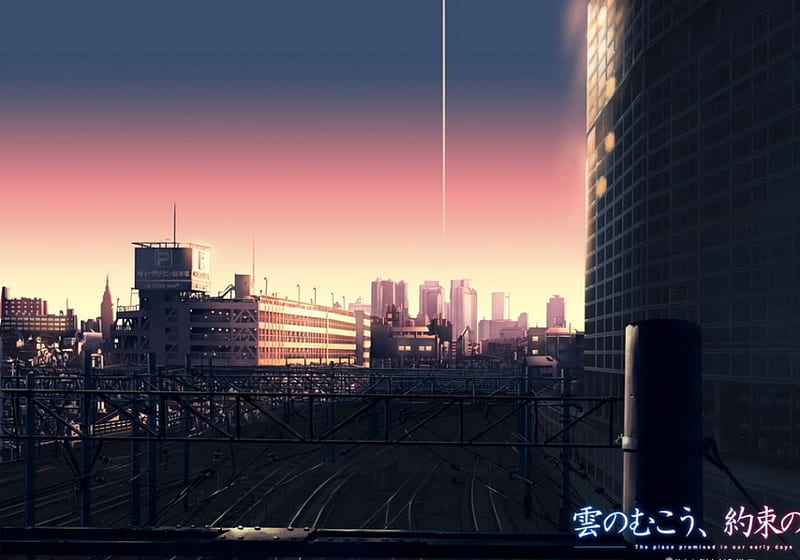 Sunset, city, anime, the place promised in our early days, HD wallpaper |  Peakpx
