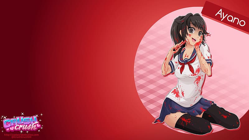 Blood, Smile, Skirt, Video Game, Thigh Highs, Yandere Chan, Ayano Aishi, Yandere Simulator, Crush Crush, HD wallpaper