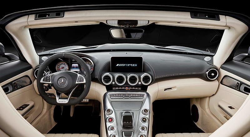2018 Mercedes-AMG GT C Roadster - Nappa Leather Exclusive Macchiato Beige Interior, Cockpit , car, HD wallpaper