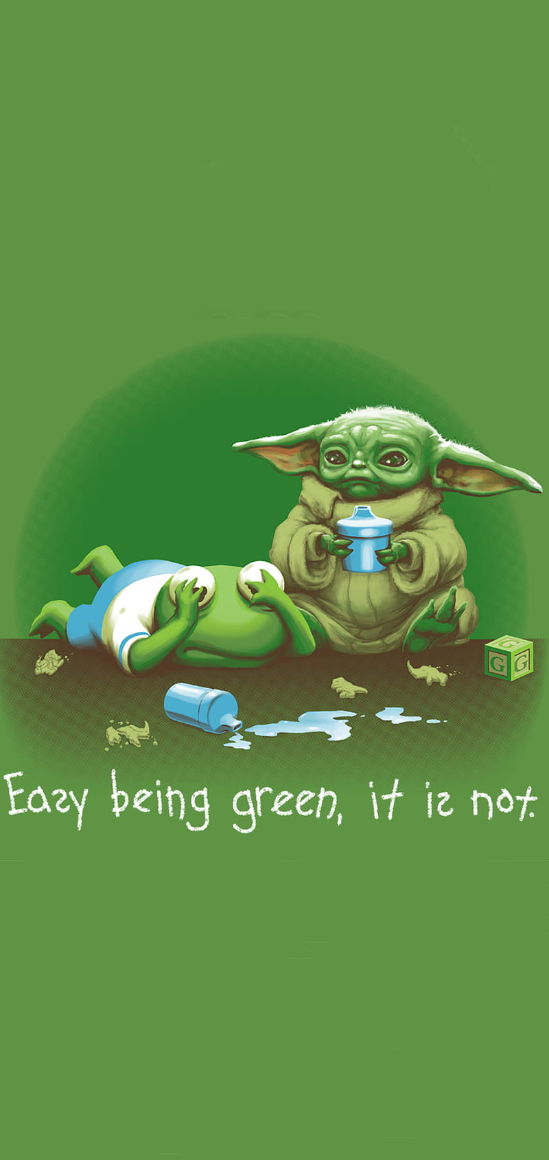 Not Easy Baby Green, frog, joda, kermit, star wars, HD phone wallpaper