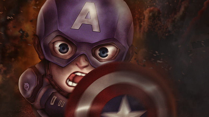 Chibi Captain America, captain-america, superheroes, artwork, artist, digital-art, behance, HD wallpaper
