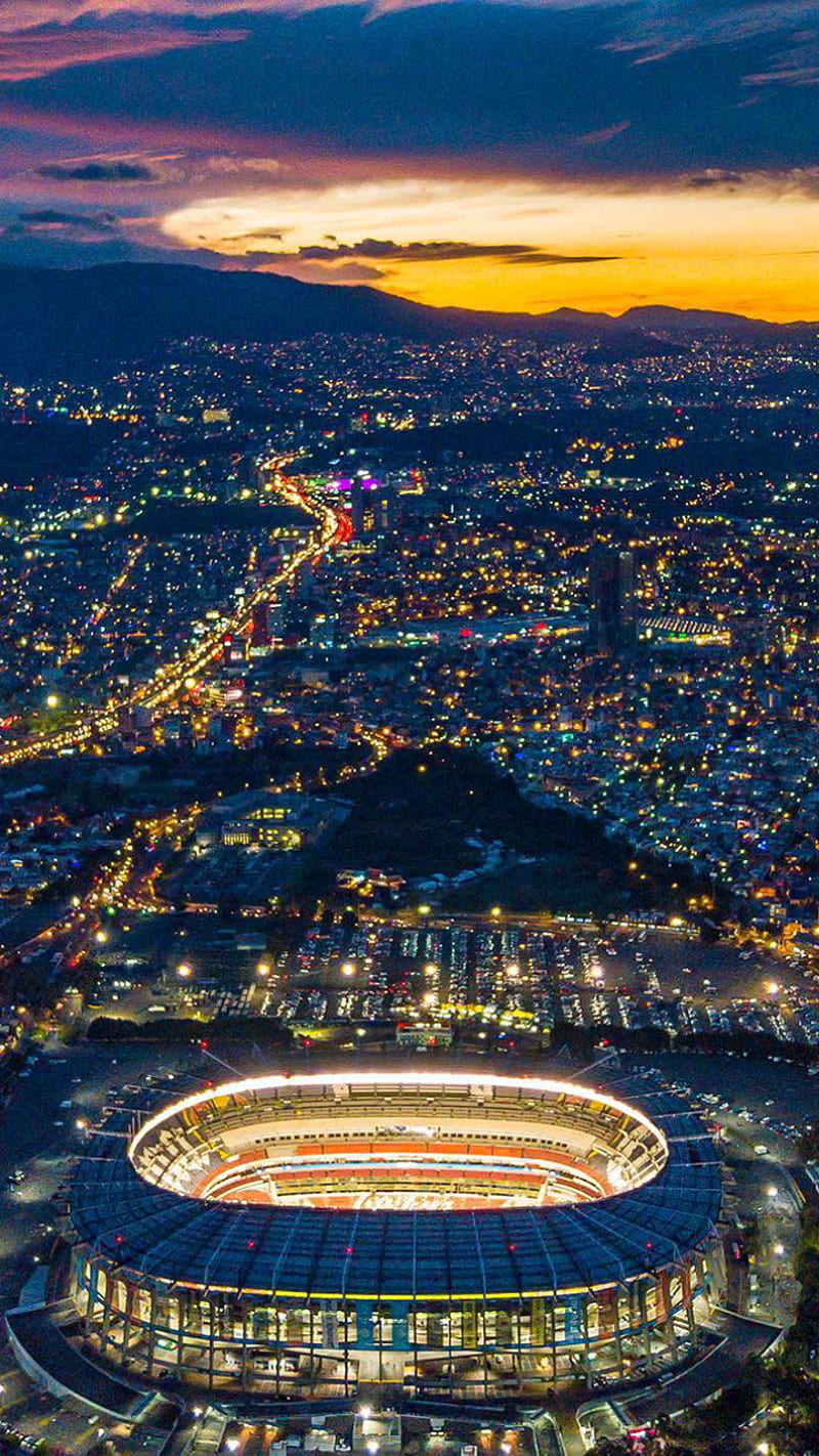 Estadio Azteca view, estadio, azteca, view, stadium, city, skyline, mexico, HD phone wallpaper