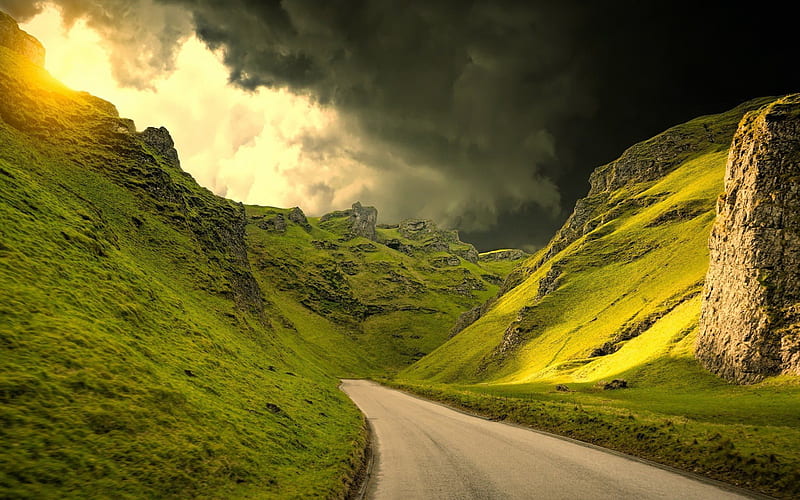 Road To Mountains, road, mountains, nature, clouds, HD wallpaper | Peakpx