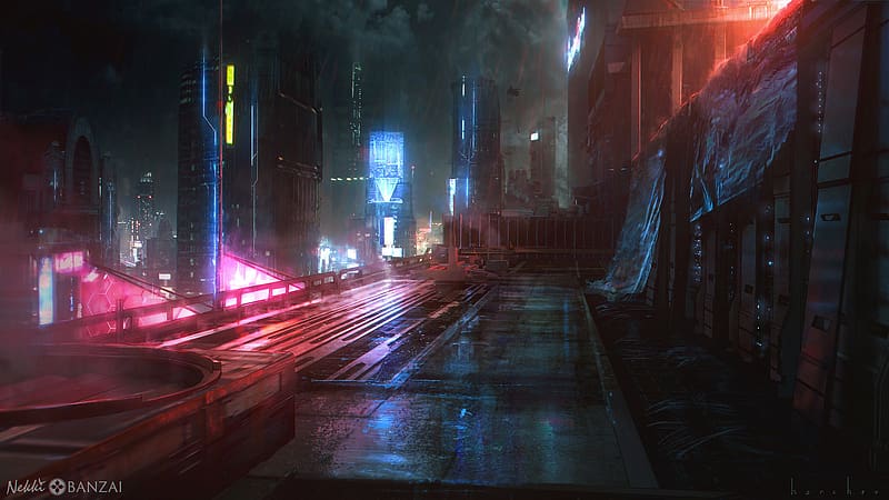 Night, Architecture, City, Cyberpunk, Sci Fi, Futuristic, HD wallpaper