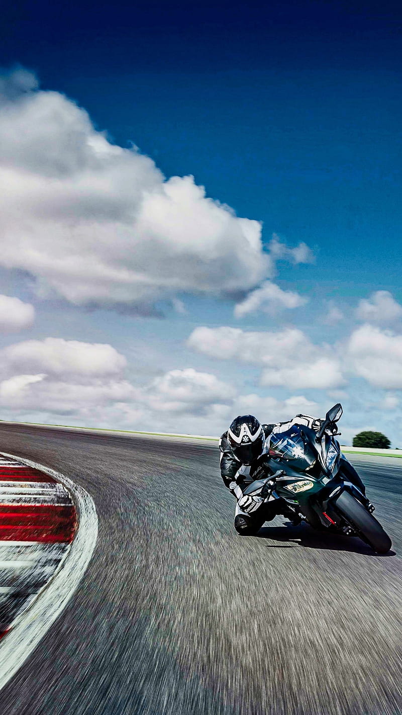 Super bike, driver, moto, motorcycle, race, racing, track, HD phone wallpaper