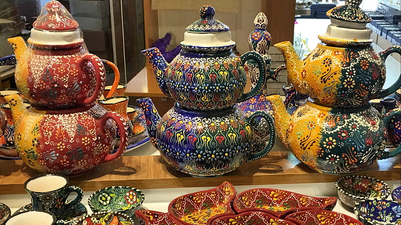 Handmade Teapots, teapot, colors, Amazing, turkey, HD wallpaper