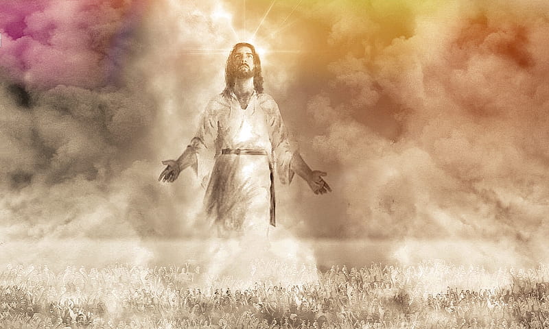 He Has Risen, Clouds, Jesus Christ, savior, resurrection, easter, lord, pastel, softness, glory, HD wallpaper