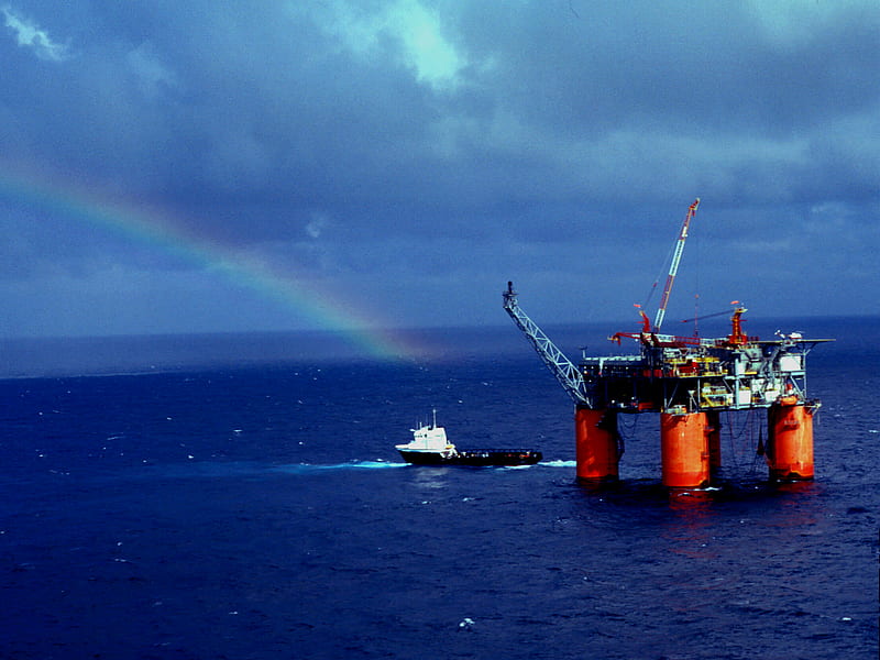 Platform Rainbow and the Blue Ocean, red, wonderful, space, rainbow, sea, oil pollution, green, hot, humour skz, america, blue, amazing, gas oil, british petroleum, life, ocean, sky, bp, politique skz, cool, usa, planet, platform, awesome, funny, nature, HD wallpaper