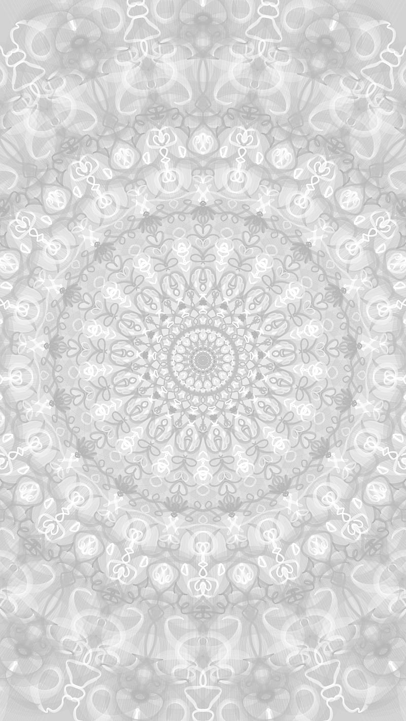 White Mandala, desenho, gray, gris, pattern, forma, HD phone wallpaper
