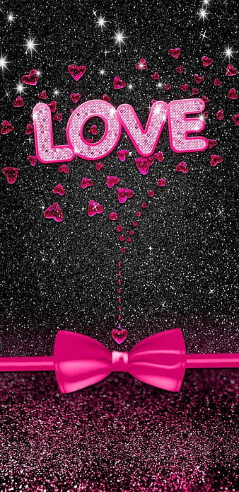 Love, bow, girly, glitter, pink, pretty, sparkle, HD mobile wallpaper