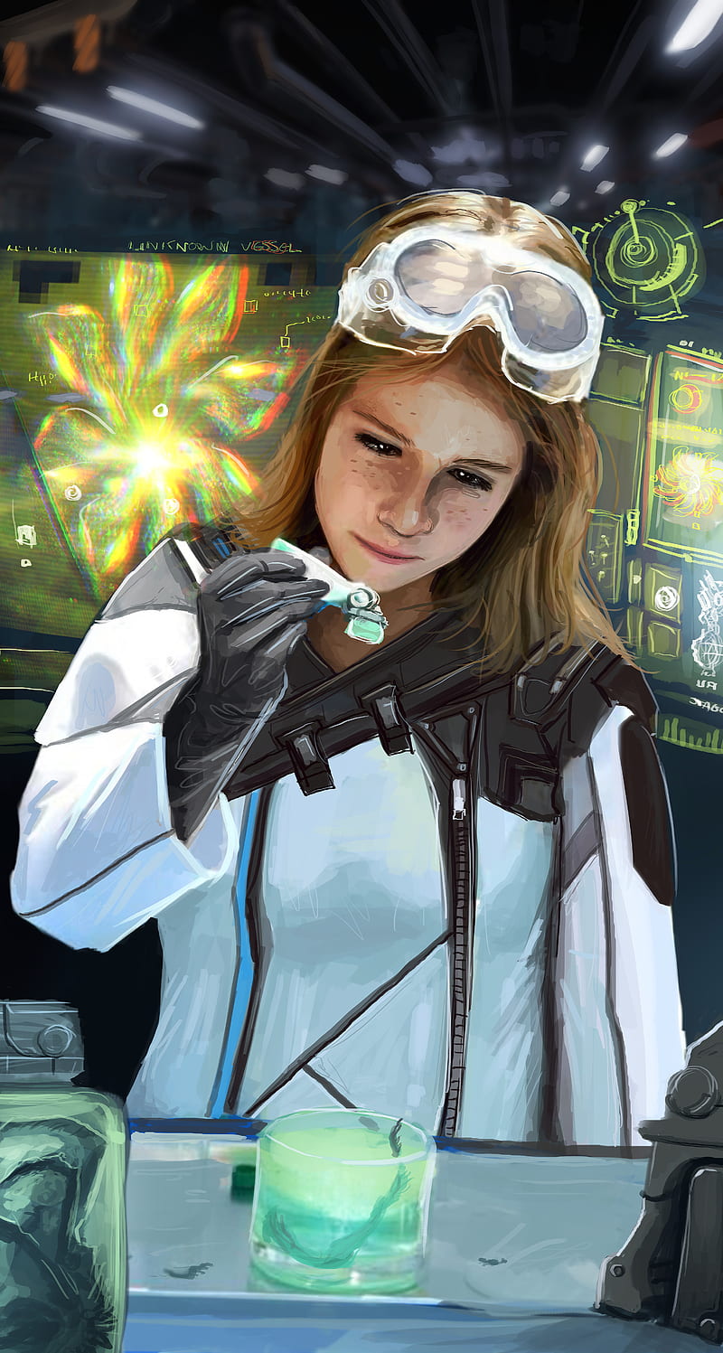 Kev-Art, Elite: Dangerous, Commander, imperial guard, women, scientists, Thargoids, laboratories, hologram, HD phone wallpaper