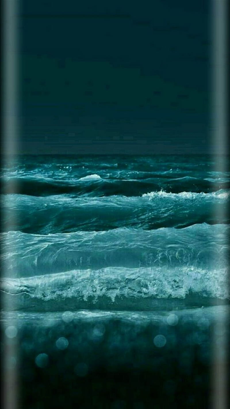 sea, apple, edge, falls, nature, night, ocean, samsung, water, waves, HD phone wallpaper