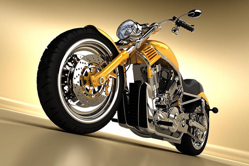 Metal Motorcycle, Yellow, Bike, Sport, Metal, Motorcycle, HD wallpaper