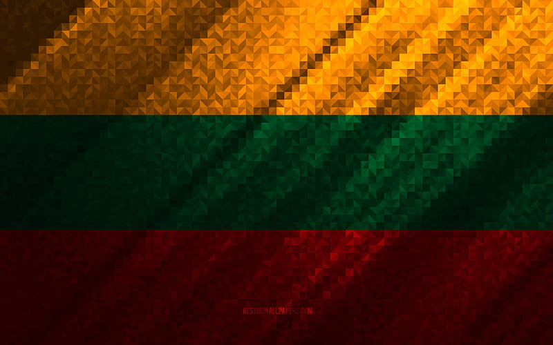 Flag of Lithuania, multicolored abstraction, Lithuania mosaic flag, Europe, Lithuania, mosaic art, Lithuania flag, HD wallpaper