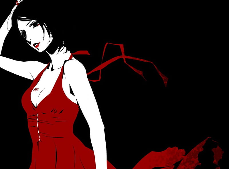 Lady In Red, meiko, vocaloid, dress, dark, sexy, HD wallpaper