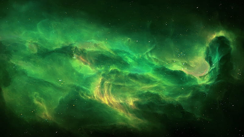 Echoes of the Void 2 - Tyler Creates Worlds, stars, gases, green, space, galaxies, 3D render, HD wallpaper