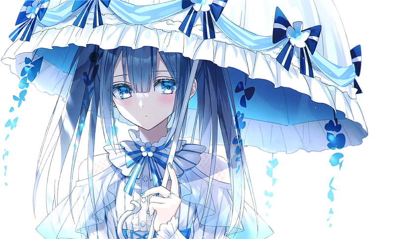 Anime, Girl, Blue Eyes, Blue Hair, Long Hair, Umbrella, HD wallpaper |  Peakpx