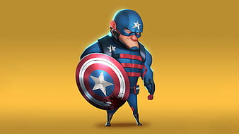 Captain America Minimal Cartoon Art, captain-america, superheroes, artist, artwork, digital-art, minimalism, minimalist, HD wallpaper