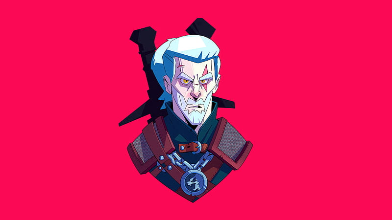 Geralt of Rivia The Witcher Cartoon Minimal, HD wallpaper
