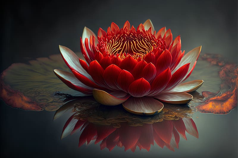 Red lotus, Lotus, Reflection, Flower, Petals, HD wallpaper