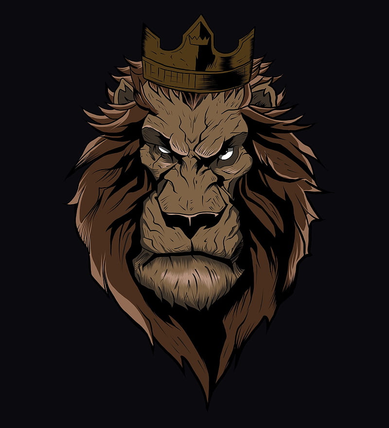 The King, art, lion, logo, sketch, HD phone wallpaper