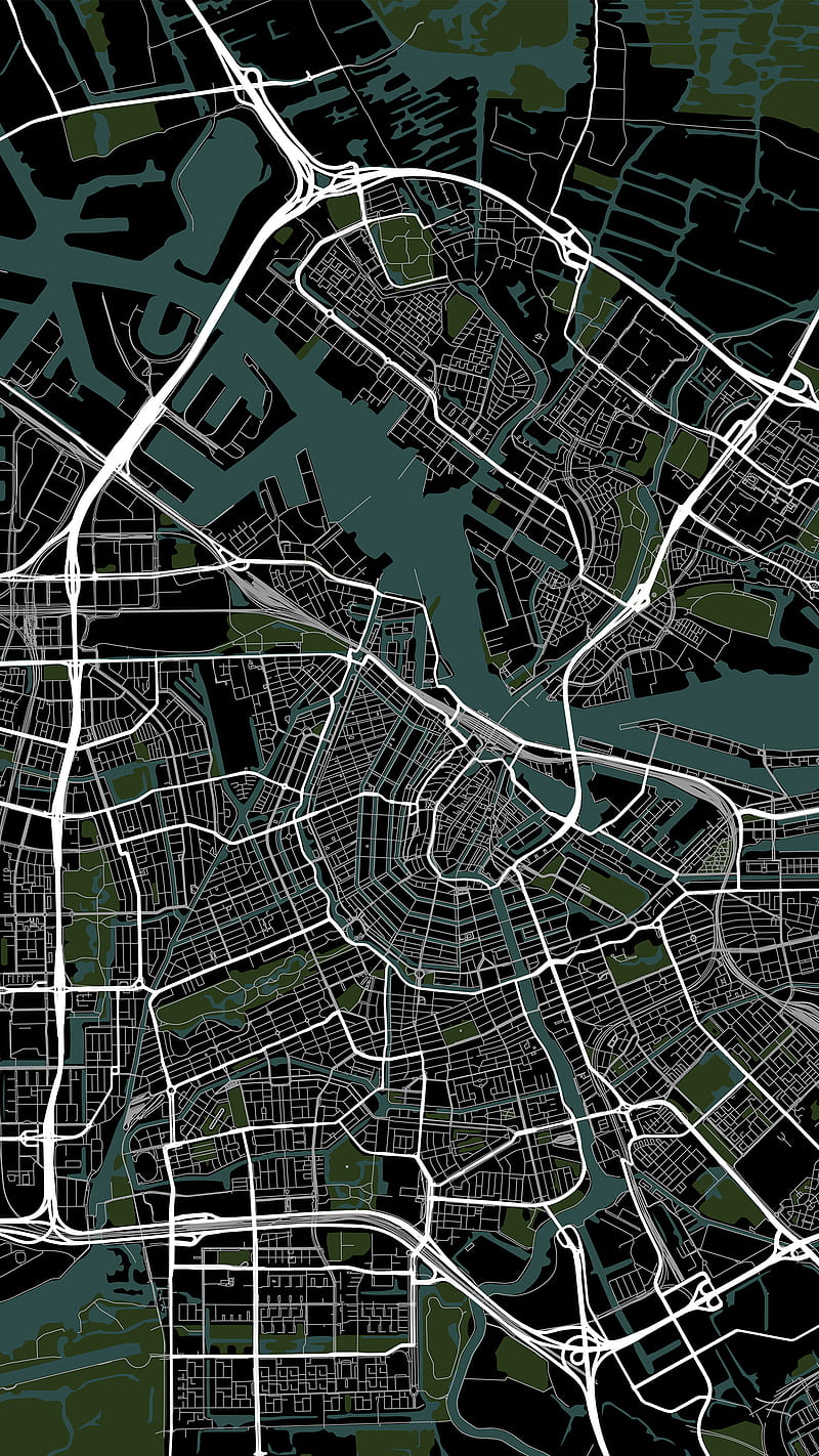 Amsterdam map, Amsterdam, City, Digital, DimDom, Europe, Map, Maps, Netherlands, Streets, Travel, World city, design dark, HD phone wallpaper