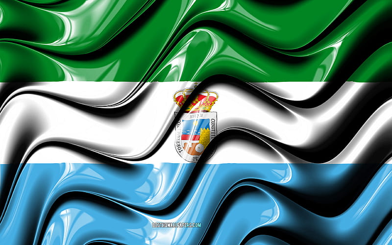 Torremolinos Flag Cities of Spain, Europe, Flag of Torremolinos, 3D art, Torremolinos, Spanish cities, Torremolinos 3D flag, Spain, HD wallpaper