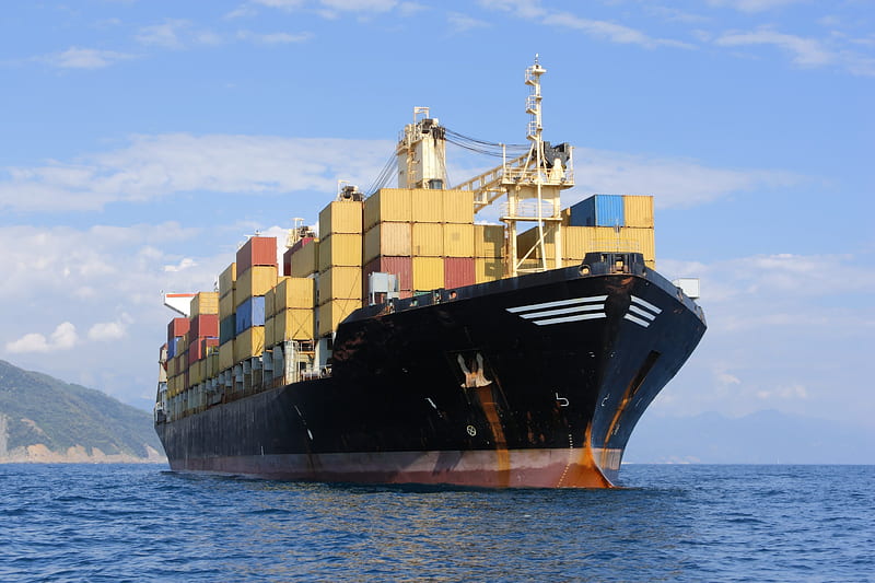 ship, sea, container, tranport, cargo, cargo ship, boat, HD wallpaper