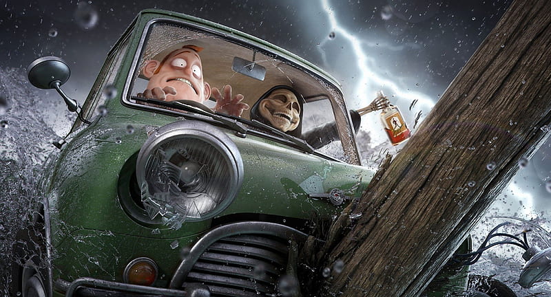 Dont drink and drive, drive, death, car, drink, fun, crash, HD wallpaper