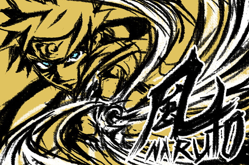 Naruto's Rasengan, shinobi, naruto, naruto shippuuden, whiskers, spiky hair, naruto uzumaki, anime, headband, yellow background, blue eyes, ninja, HD wallpaper