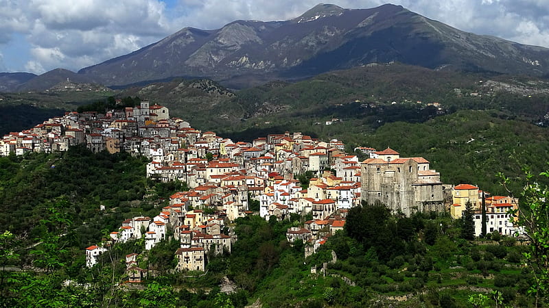 Rivello, Italy, houses, mountains, italy, town, HD wallpaper | Peakpx