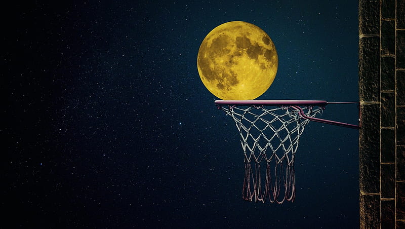 full moon, cool, moon, graphy, basketball, moonlight, nature, sky, night, HD wallpaper