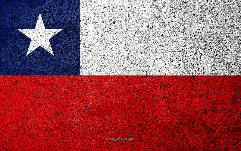 Flag of Chile, concrete texture, stone background, Chile flag, South America, Chile, flags on stone, Chilean flag, HD wallpaper